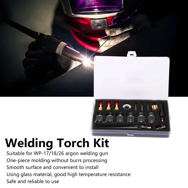 Welding Torch Kit Glass Nozzle Gun Tail Tungsten Clamp Silicone