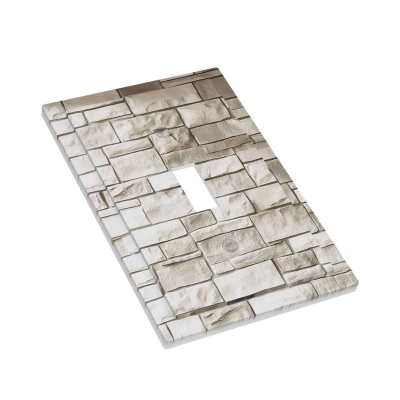 Nijuodnijir Decorative Light Switch Cover Natural Beige Stone Brick Texture