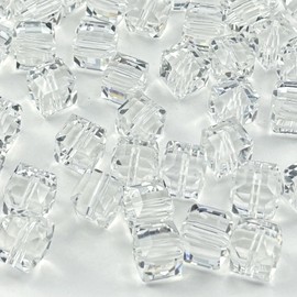 Honkoolly 50pcs 10mm Crystal Glass Cube Beads Square Glass Beads Crystal Spacer Beads for Bracelets Necklace Earring DIY Jewelry Making Craft(Transparent)
