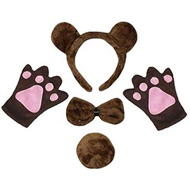 Petitebella Combined Animal Headband Bowtie Tail Gloves 4pc Costume 1-5y (Bear, One Size)