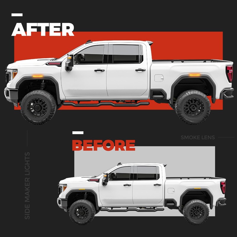 HECASA 4Pcs LED Side Marker Lights Compatible with 2020-2024 GMC