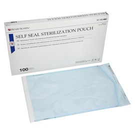 Henry Schein Self-Sealing Sterilization Pouches, Latex-Free, Built in Color Change Guide 10.5 in x 17 in 100/Bx, 6 Boxes, 600 Count