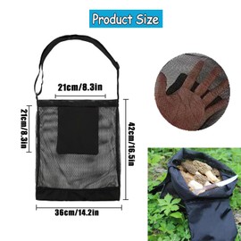 MEISO Mushroom Hunting Bag, Fruit Picking Bag, Mushroom Food Bag, Hunting Net Bag, Harvest Mushroom Basket, Mesh Food Bag, Collector's Bag, Foldable Mesh Bag with Large Capacity, for Camping, Travel,