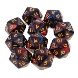 10 Pieces D20 Polyhedral Game for RPG and Party Games Popular - Red Black