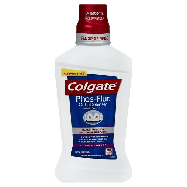 Colgate Phos Flur Ortho Defens Fluoride Rinse, Gushing Grape, 16.9-Ounce Bottle (Pack of 2)