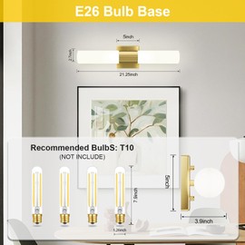 Bathroom Wall Sconces Set of 2 Gold Modern Vanity Lights with Frosted Glass Shade Bathroom Vanity Lighting Fixtures for Mirror Bedroom Living Room Hallway 21 Inch