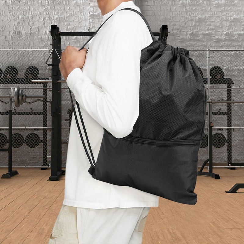 Drawstring Backpack, String Bag Drawstring Bag with Front Pocket, Draw