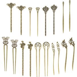 ANPUNAT 18 PCS Hair pins Vintage Chinese Hair Chopsticks for Hair accessories bookmark Accessory（9 Styles, bronze)