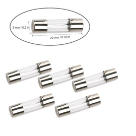 Compstudio 5Pcs/lot F20AL250V 5X20MM 20A Fast Blow Fuse 20 Amp 250V Glass Cartridge Fuse Fast-Acting Fuse (3/16 in x 3/4 in)