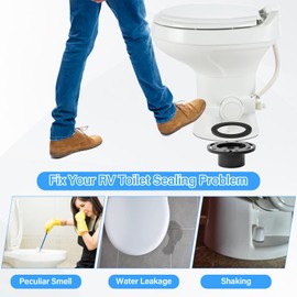 RV Toilet Seal and 3" Socket Floor Flange Kit for Dometic 300 310 320 RV Toilets, Replacement Parts Kit 385345892 Flange, 385311658 Flush Ball Seal and 385311652 Base Seal Gasket, 3 in 1 Combo Kit