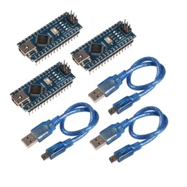 3-Piece Set of Microcontroller Board Modules for Arduino Mini Nano V3.0 ATmega328P, 5V 16M, Comes with 3 USB Cables, Compatible with Arduino IDE