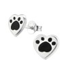Love Heart Paw Earrings - Sterling Silver