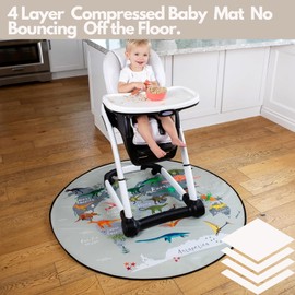 BABYBOET Splat Mat for Baby – Under High Chair Floor Mat Protects Wood, Vinyl and Carpet from Spills – Waterproof 4 Layer Baby Mat with Anti-Skid Backing Deters Bunching and Sliding (51” x 51”)