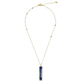 AeraVida - Collar con colgante de plata de ley chapado en oro con barra de lapislázuli azul bohemio de imitación | Collar minimalista de piedra azul para mujer | Collar de plata de ley | Regalo de joyería de aniversario para mujer, Plata de ley, resina, 