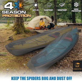 VINPATIO 600D Kayak Cover 9-11 ft Canoe Cover Paddle Board Cover Kayak Covers for Outdoor Storage, Waterproof UV Protection Dust Boat Cover for Kayak Fishing Boat Canoe, Grey