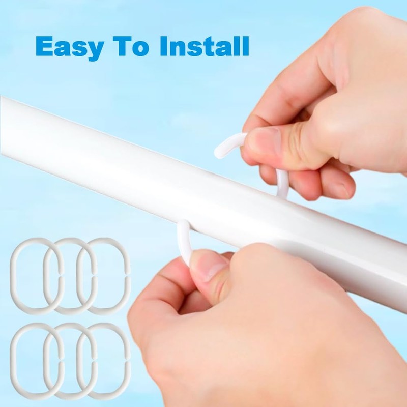 Armo® 24 x Plastic C Shaped Shower Curtain Hooks White