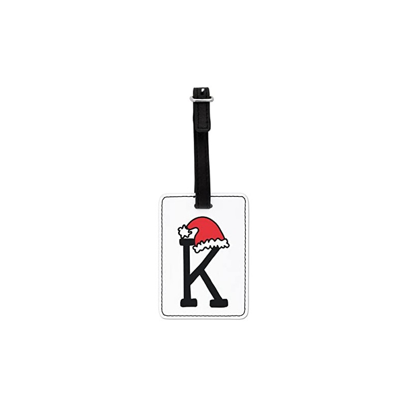 Gift Base Letter K Christmas Hat Visual Luggage Tag with