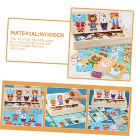 SAFIGLE 1 Set Animal Dress Up Toys Kid Craft Play Set Matching Jigsaw Puzzle Woody Toy Kids Puzzle Toy Simple Gift Decoration Child Wooden