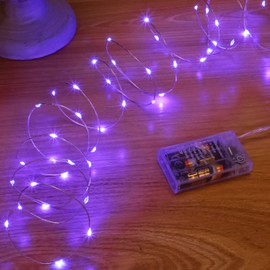 SINAMER Light Purple Fairy Lights Battery Operated (Included), 8 Modes & Auto Timer, 16FT 50Led Mini Twinkle Lights, Waterproof Battery Operated Lights for Party Bedroom Christmas