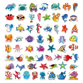HNTR Vibrant Sea Creatures Stickers | 50 Colorful Ocean Animal Decals