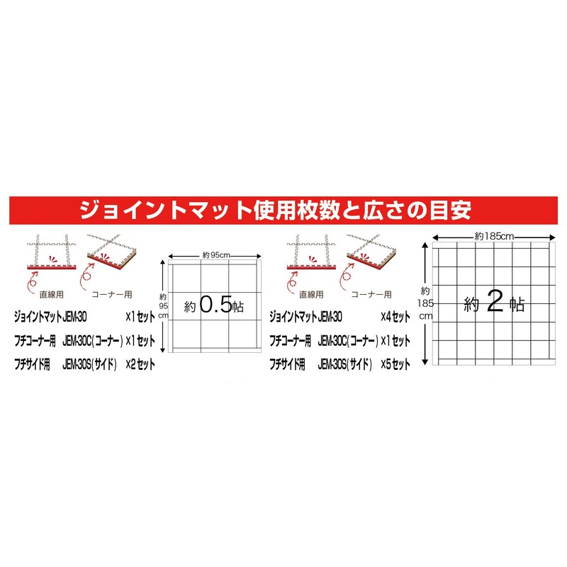 MEIWA JEM-30S Joint Mat for Borders, Side Use, Set of