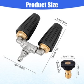 Double Turbo Nozzle Pressure Washer with 5pcs Nozzles, 4000 PSI Quick Release Power Dual Washer Adapter 360°Rotating Spray Nozzle Tip with 1/4in Quick Connector Accessories, 4-6GPM(Black)