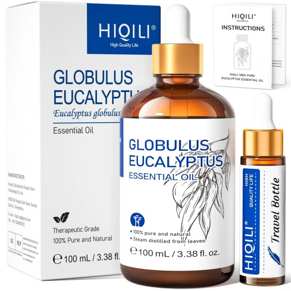Hiqili 100ML Eucalyptus Essential Oil for Spray, Diffuser & Skin,