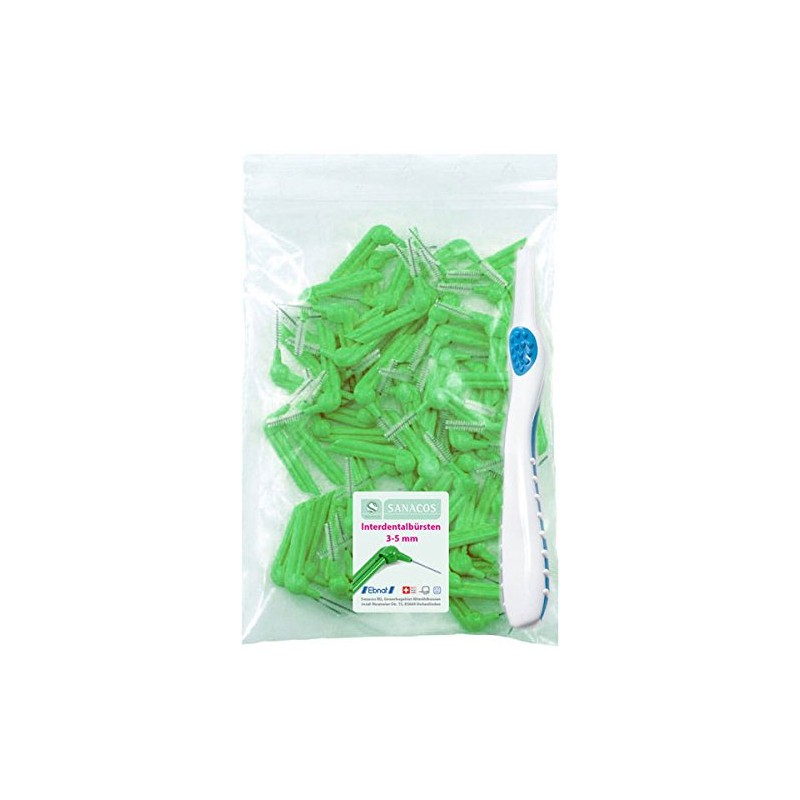 Sanacos Interdental Brushes, 3-5 mm (0.75 mm), Pack of 60