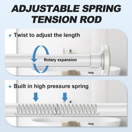 CorkLatta White Shower Curtain Rod 31 to 68 Inch,1 Inch Diameter Adjustable Spring Tension Stainless Steel Telescoping Rod,Easy Install,No Rust