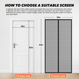 Magnetic Screen Door 38"x82" – 2025 Model, 52 Powerful Magnets, Upgraded Mesh, Easy Install, Self-Sealing, Pet Tested, Tie Backs, Screen Door Mesh
