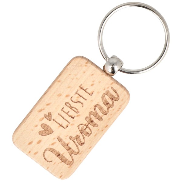 Keyring with Engraving on Both Sides · Wooden Keyring for