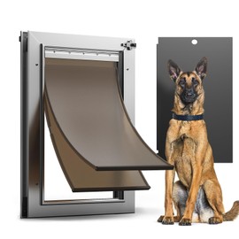 VOSOIR Dog Door, All Aluminum Large Dog Door, Heavy Duty Doggy Doggie Pet Door for Install in Interior Exterior Doors or Wall, 2 Magnetic Flaps, Energy Efficient, Closing Panel for Pets Up to 110Lb