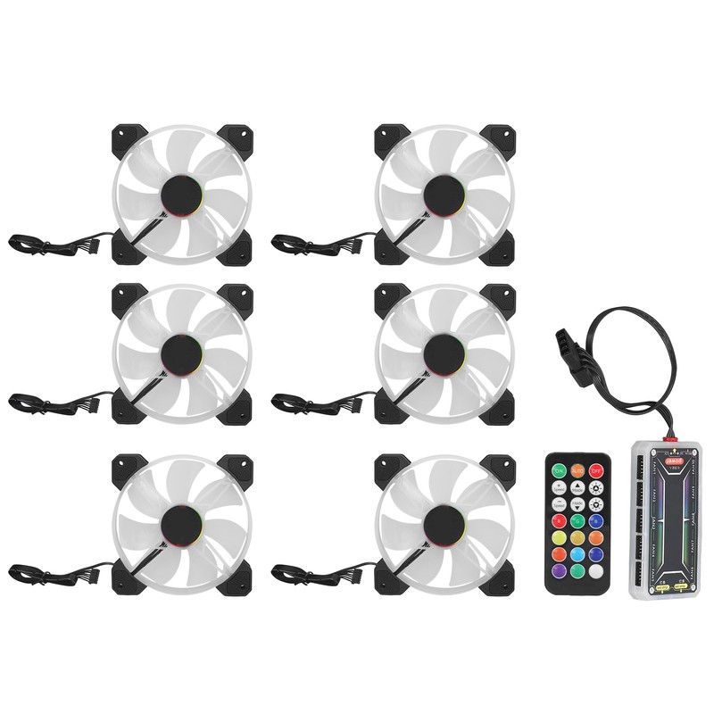 6pcs Computer Case Fan 120mm Ultra Quiet Adjustable Color RGB