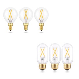 Dimmable G16.5 E12 led Bulb 2W=25 Watt Light Bulb and T45 E26 Tubular LED Edison Bulb 2 Watt for Chandeliers,Ceiling Fan,Wall scones,Vanity 3Pack 3000K Globe Light Bulbs