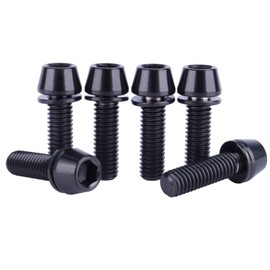 UHDFBDHF 6PCS Titanium M6x16mm 18mm 20mm Allen Hex Tapered Head Bolt for Bicycle Fitting Screw (Black, M6x20mm)