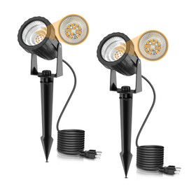 LOHAS 10W Dusk to Dawn Outdoor Lighting, Auto On/Off 3000K Landscape Outdoor Spotlight, IP66 Waterproof Spot Lights for Yard, Garden, House, Pathway, Plant(2 Pack)