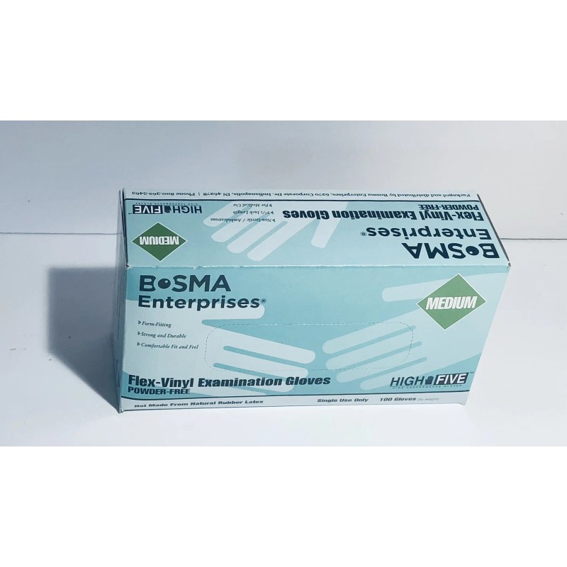 Bosma Flex-Vinyl Examination Gloves Power Free 100 Count Size Medium