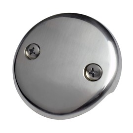 Plumb Pak K826-11DSBN Universal Bathtub Drain Two Hole Overflow Face Plate with Screws, Brushed Nickel