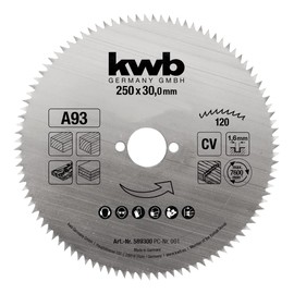 kwb Circular Saw Blade 250 x 30 mm, Made in Germany, Fine Precise Cut, Saw Blade Suitable for Wood Panels, Profile Wood and Softwood
