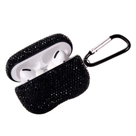 Sparkly Diamond AirPods Pro 1&2 Generation Case with Keychain, Shockproof Protective Premium Bling Rhinestone Cover Skin for AirPods Charging Case (PRO Black C3)