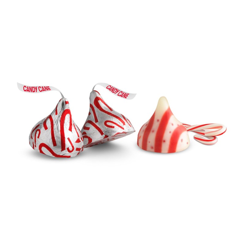 HERSHEY'S KISSES Candy Cane Flavored, Christmas Stocking Stuffer Candy Bulk