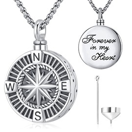 Odinstone Compass Urn Necklace for Ashes Sterling Silver Celtic Cremation Jewelry Memorial Keepsake Jewelry Gifts for Men Women Ashes Necklace