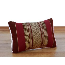 livasia Sofa Cushion Decorative Cushion - 22 x 33 x 13 cm - Neck Cushion, Sofa Cushion with Pattern, Travel Cushion with Kapok, Cushion Armrest Pallet Furniture, Garden and Balcony, Handmade (Wine