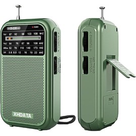 D220 Portable Radio AM FM SW Shortwave Radio Receiver Pocket Radio, 2 AA Battery Operated, Transistor Radio with Excellent Reception for Gift, Family, Elder (Orange) - Color: Green