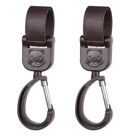 BLOOPIC 2 Pack Stroller Hooks, Double Ring Hooks, Convenient Stroller Organizer, High Toughness and High Viscosity , 360 Degree Rotation, Suitable for All Types of Strollers, Child Seat, Hanger Rail