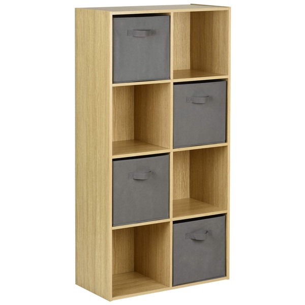 Hartleys Oak 8 Cube Shelving Unit and 4 Handled Box Drawers - Choice of Colour