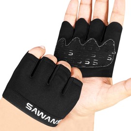 SAWANS Nonslip Workout Gloves for Men Weights Calluses Cushion Grip Exercise Gym Gloves for Women Finger Protectors Half Finger Glove Pole Guantes Fitness Yoga Lady Gym Gloves (Black, Medium)