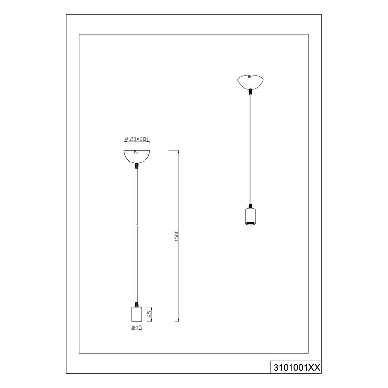 Trio Leuchten Cord 310100107 Pendant Light Metal Nickel Matt Excl.