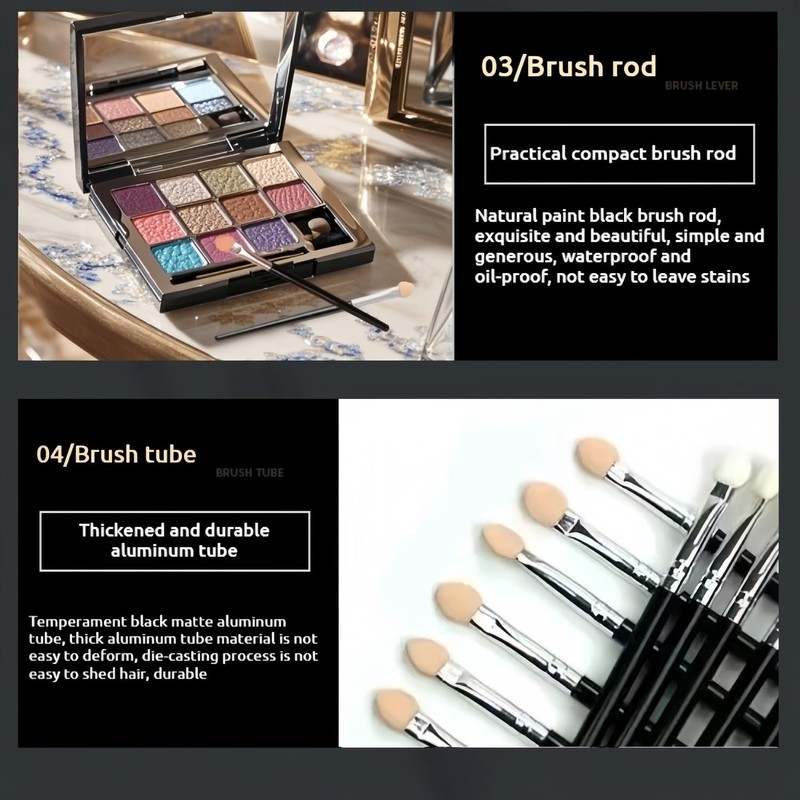 15 Pcs Long eyeshadow applicators Sponge eye shadow brush Set