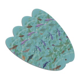 Fish Swimming In River Pattern Double-Sided Oval Nail File Emery Board Set 4 Pack